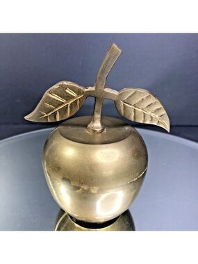 Brass Apple Bell Unpolished Natural Patina Home Decor School Teacher Gift IN